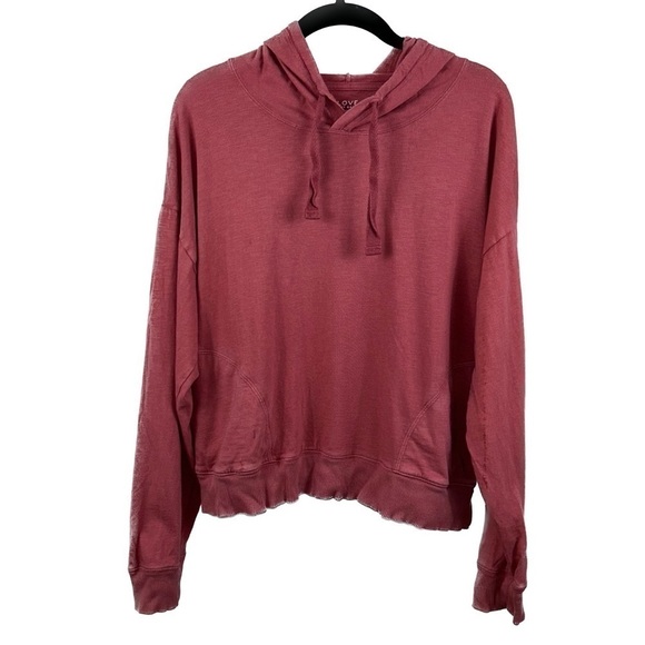 Love by Gap Hoodie Pullover Top Fleece Lightweight V-Neck Long Sleeve Sweatshirt - Picture 1 of 11